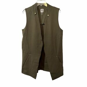 Olive Green Open Vest with Gold Hardware
